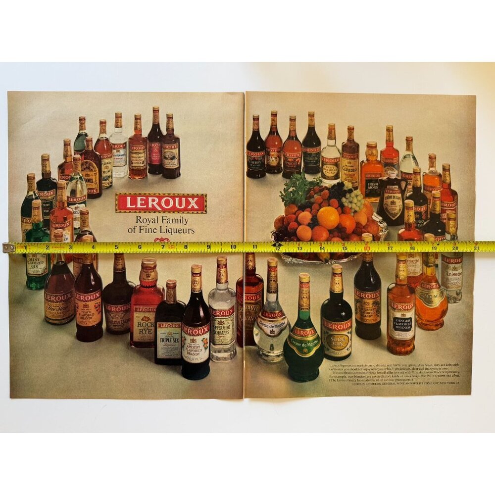 Vintage 1962 Leroux Royal Family of Fine Liquors 2 Page Cut Advertisement Print - Picture 5 of 6